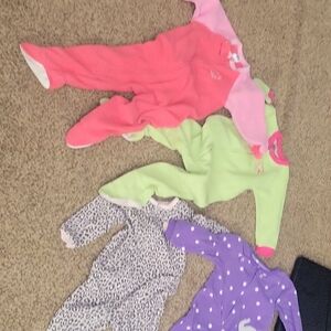 Kids One Piece Pajama Set - Pink, Green, Leopard, Purple